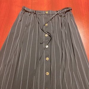 Black and white striped button up skirt with pockets